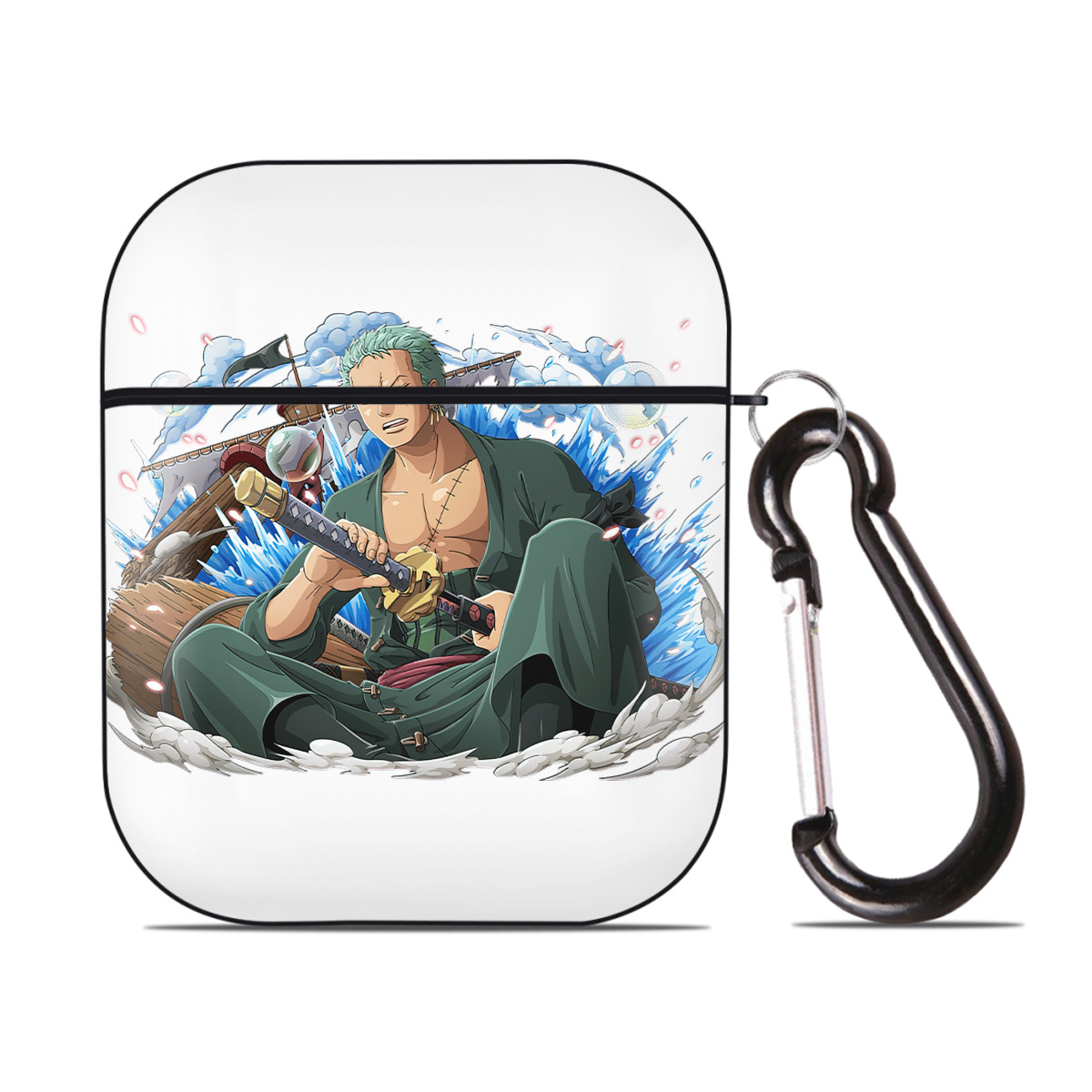 ワンピース ロロノア・ゾロ ONE PIECE Roronoa Zoro AirPods 第2世代保護ケース ハードシェル ブラック 耐衝撃・防指紋・カラビナ付き