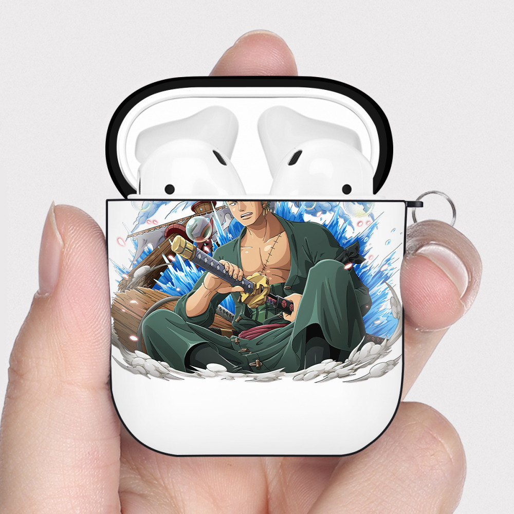 ワンピース ロロノア・ゾロ ONE PIECE Roronoa Zoro AirPods 第2世代保護ケース ハードシェル ブラック 耐衝撃・防指紋・カラビナ付き