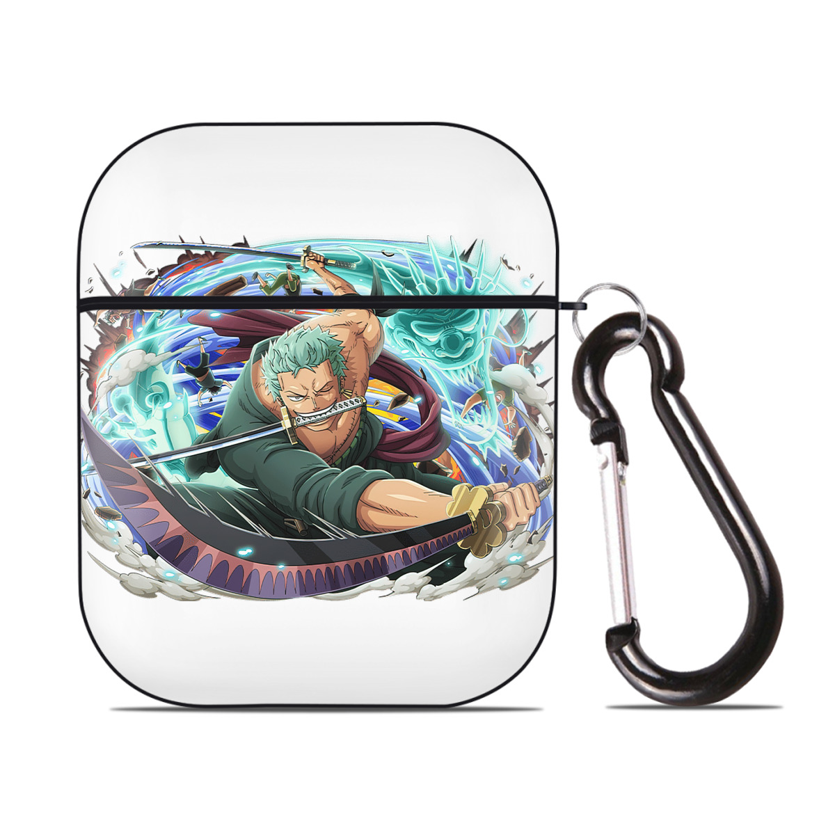 ワンピース ロロノア・ゾロ ONE PIECE Roronoa Zoro AirPods 第2世代保護ケース ハードシェル ブラック 耐衝撃・防指紋・カラビナ付き