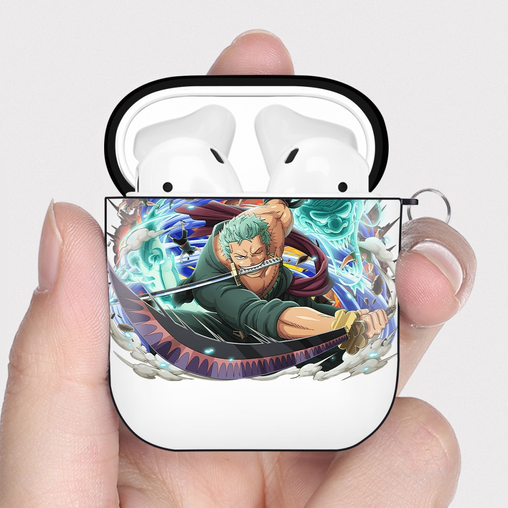 ワンピース ロロノア・ゾロ ONE PIECE Roronoa Zoro AirPods 第2世代保護ケース ハードシェル ブラック 耐衝撃・防指紋・カラビナ付き