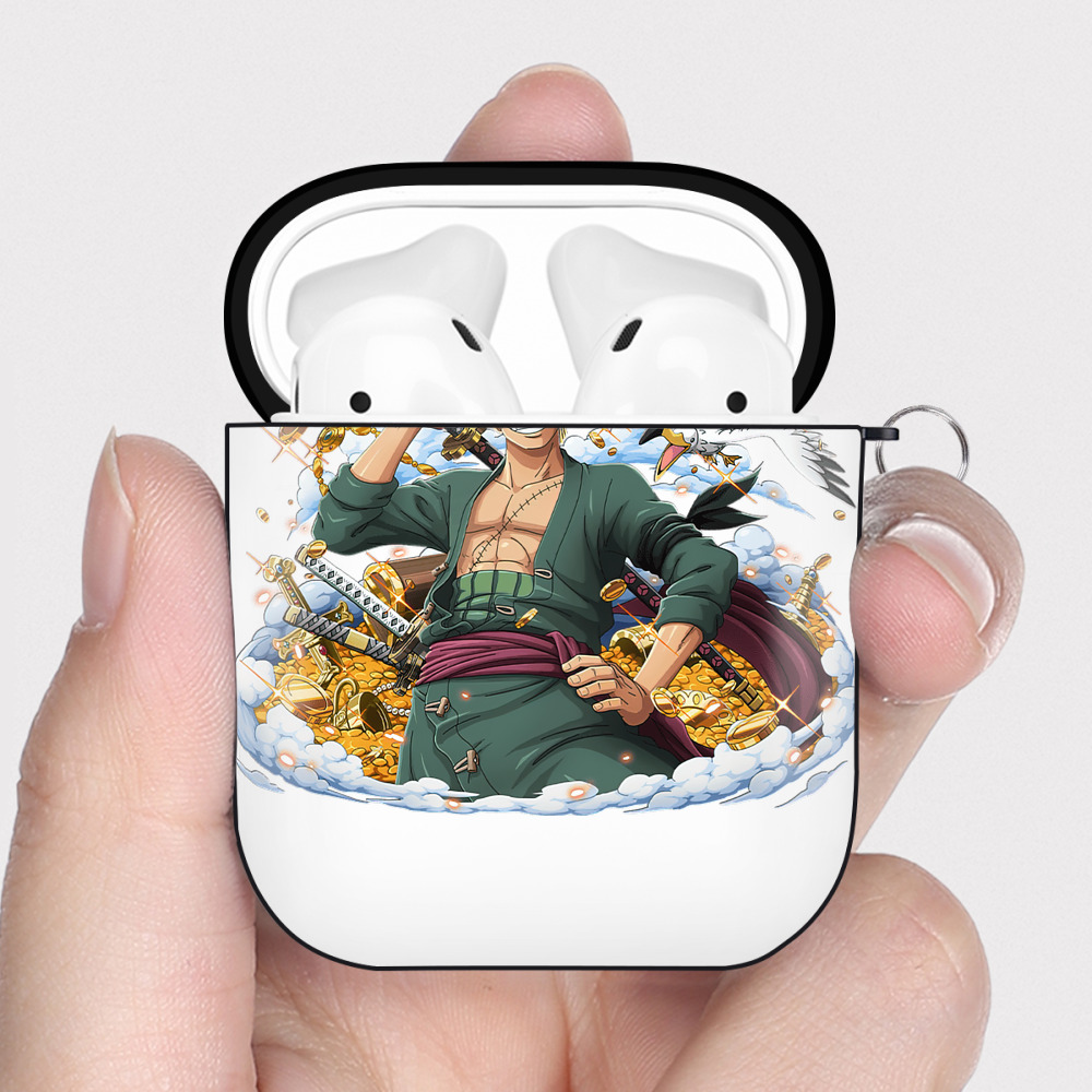 ワンピース ロロノア・ゾロ ONE PIECE Roronoa Zoro AirPods 第2世代保護ケース ハードシェル ブラック 耐衝撃・防指紋・カラビナ付き