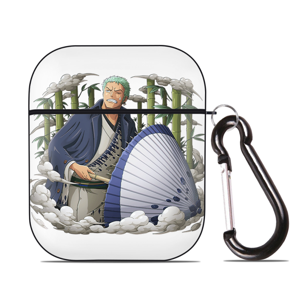 ワンピース ロロノア・ゾロ ONE PIECE Roronoa Zoro AirPods 第2世代保護ケース ハードシェル ブラック 耐衝撃・防指紋・カラビナ付き