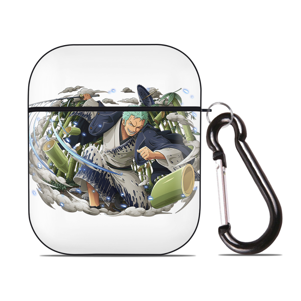 ワンピース ロロノア・ゾロ ONE PIECE Roronoa Zoro AirPods 第2世代保護ケース ハードシェル ブラック 耐衝撃・防指紋・カラビナ付き