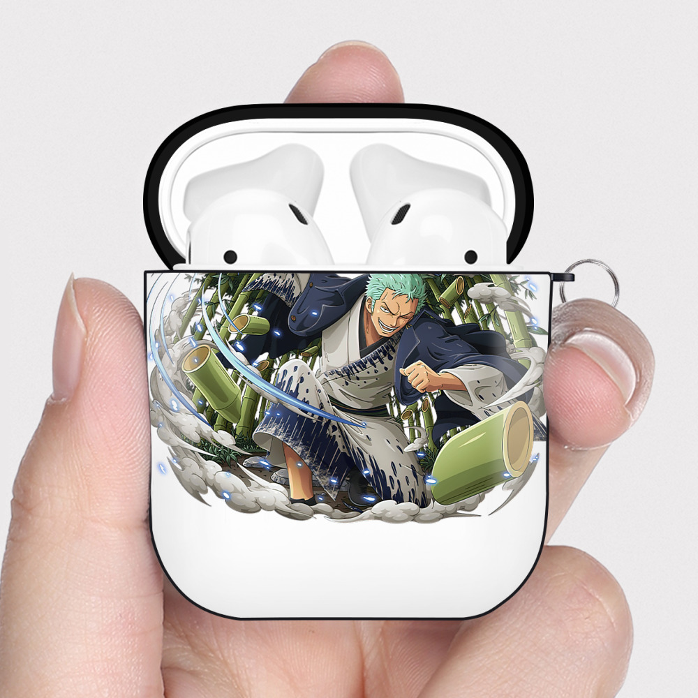 ワンピース ロロノア・ゾロ ONE PIECE Roronoa Zoro AirPods 第2世代保護ケース ハードシェル ブラック 耐衝撃・防指紋・カラビナ付き