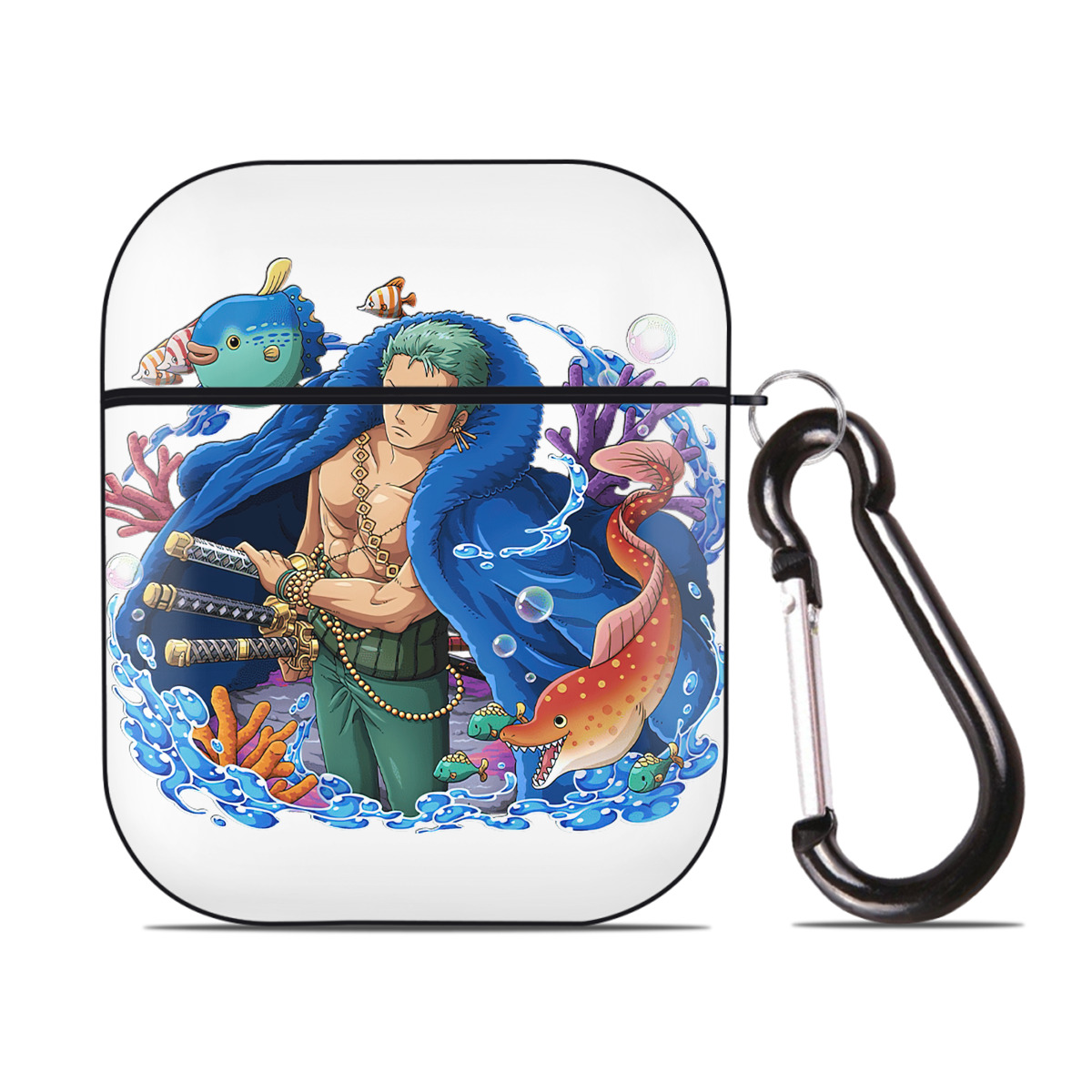 ワンピース ロロノア・ゾロ ONE PIECE Roronoa Zoro AirPods 第2世代保護ケース ハードシェル ブラック 耐衝撃・防指紋・カラビナ付き