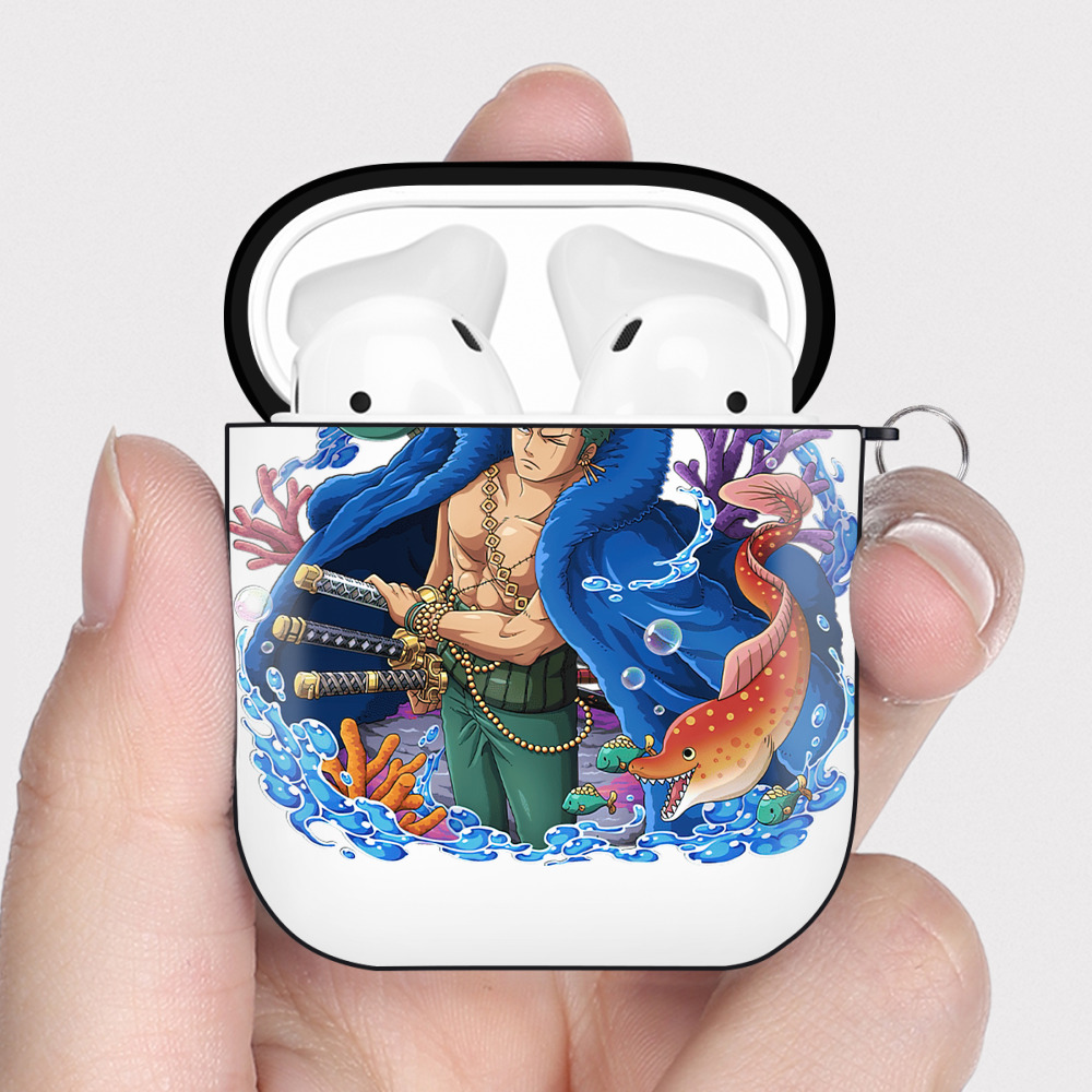 ワンピース ロロノア・ゾロ ONE PIECE Roronoa Zoro AirPods 第2世代保護ケース ハードシェル ブラック 耐衝撃・防指紋・カラビナ付き