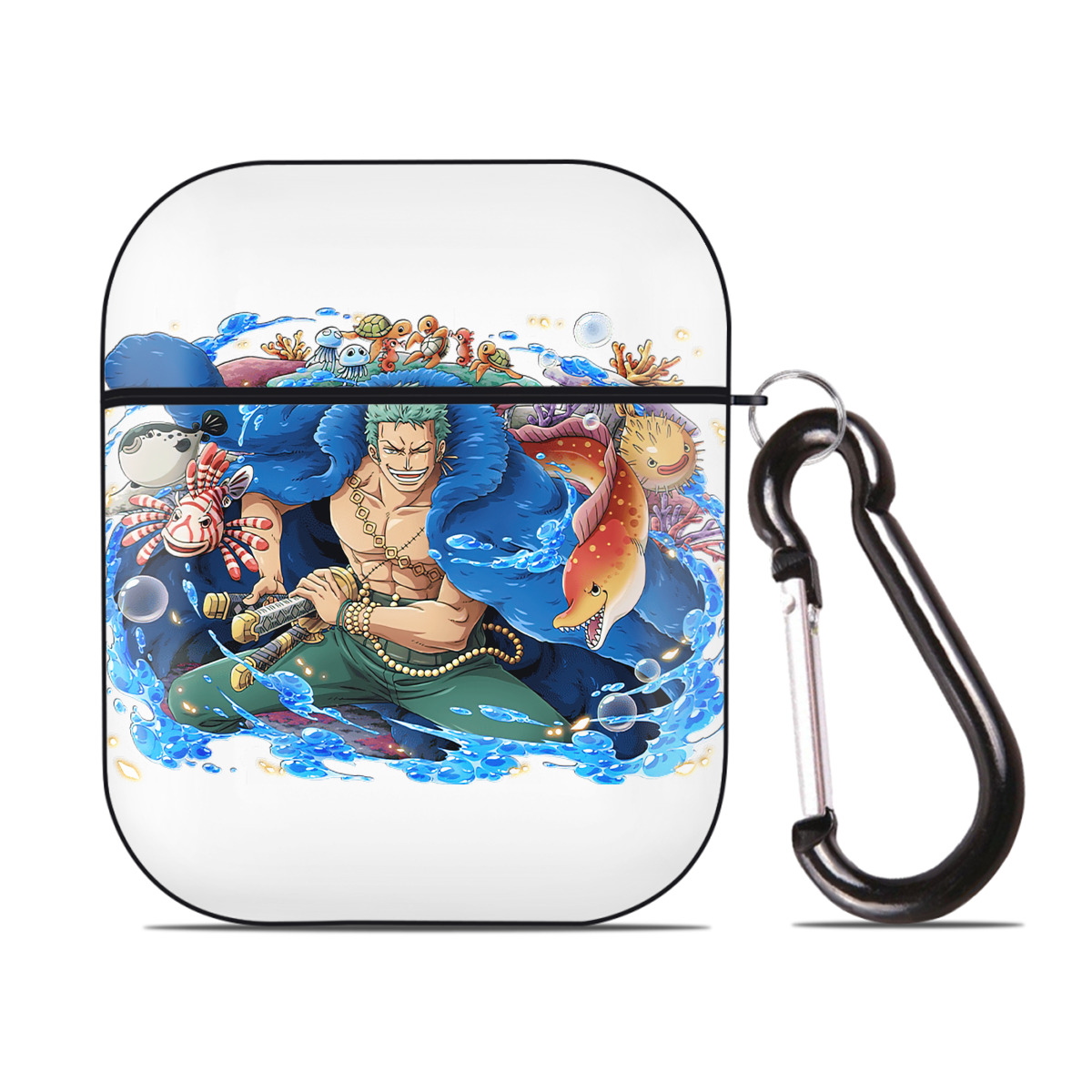 ワンピース ロロノア・ゾロ ONE PIECE Roronoa Zoro AirPods 第2世代保護ケース ハードシェル ブラック 耐衝撃・防指紋・カラビナ付き