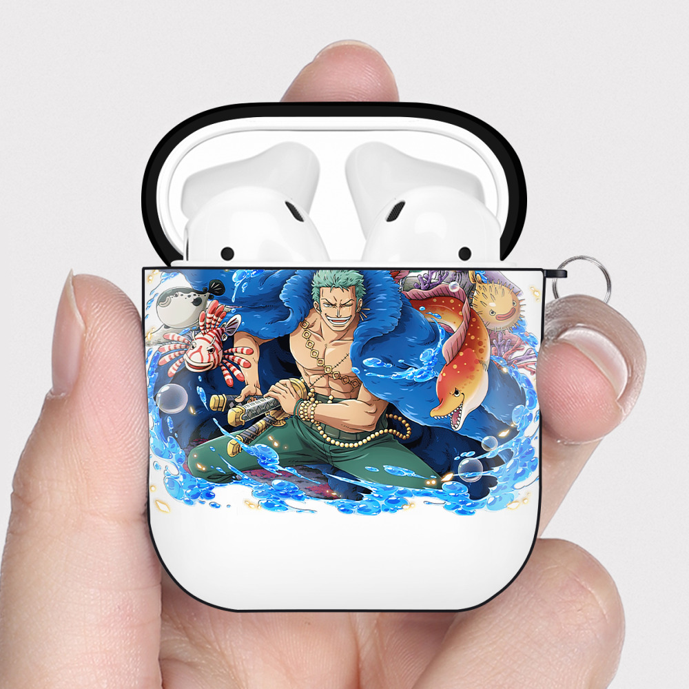 ワンピース ロロノア・ゾロ ONE PIECE Roronoa Zoro AirPods 第2世代保護ケース ハードシェル ブラック 耐衝撃・防指紋・カラビナ付き