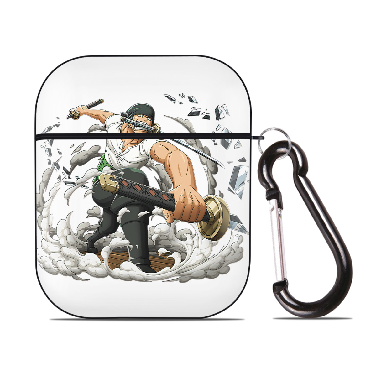 ワンピース ロロノア・ゾロ ONE PIECE Roronoa Zoro AirPods 第2世代保護ケース ハードシェル ブラック 耐衝撃・防指紋・カラビナ付き