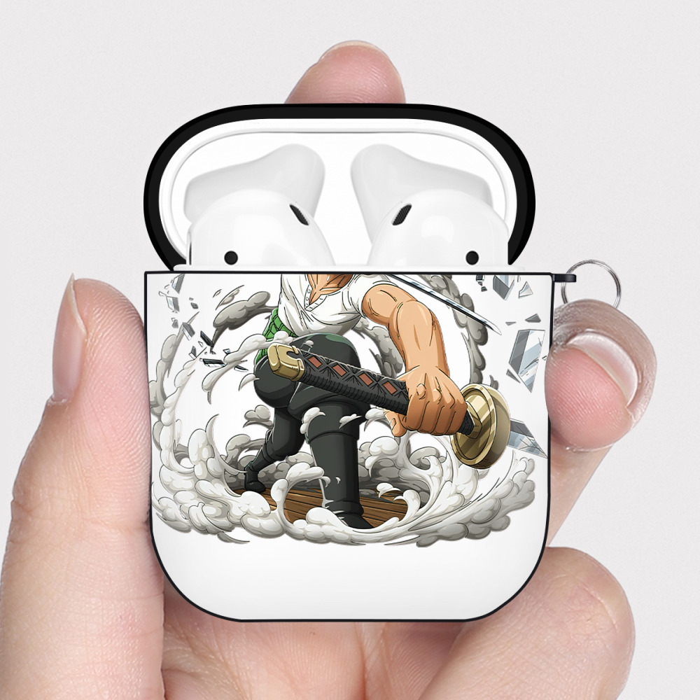 ワンピース ロロノア・ゾロ ONE PIECE Roronoa Zoro AirPods 第2世代保護ケース ハードシェル ブラック 耐衝撃・防指紋・カラビナ付き