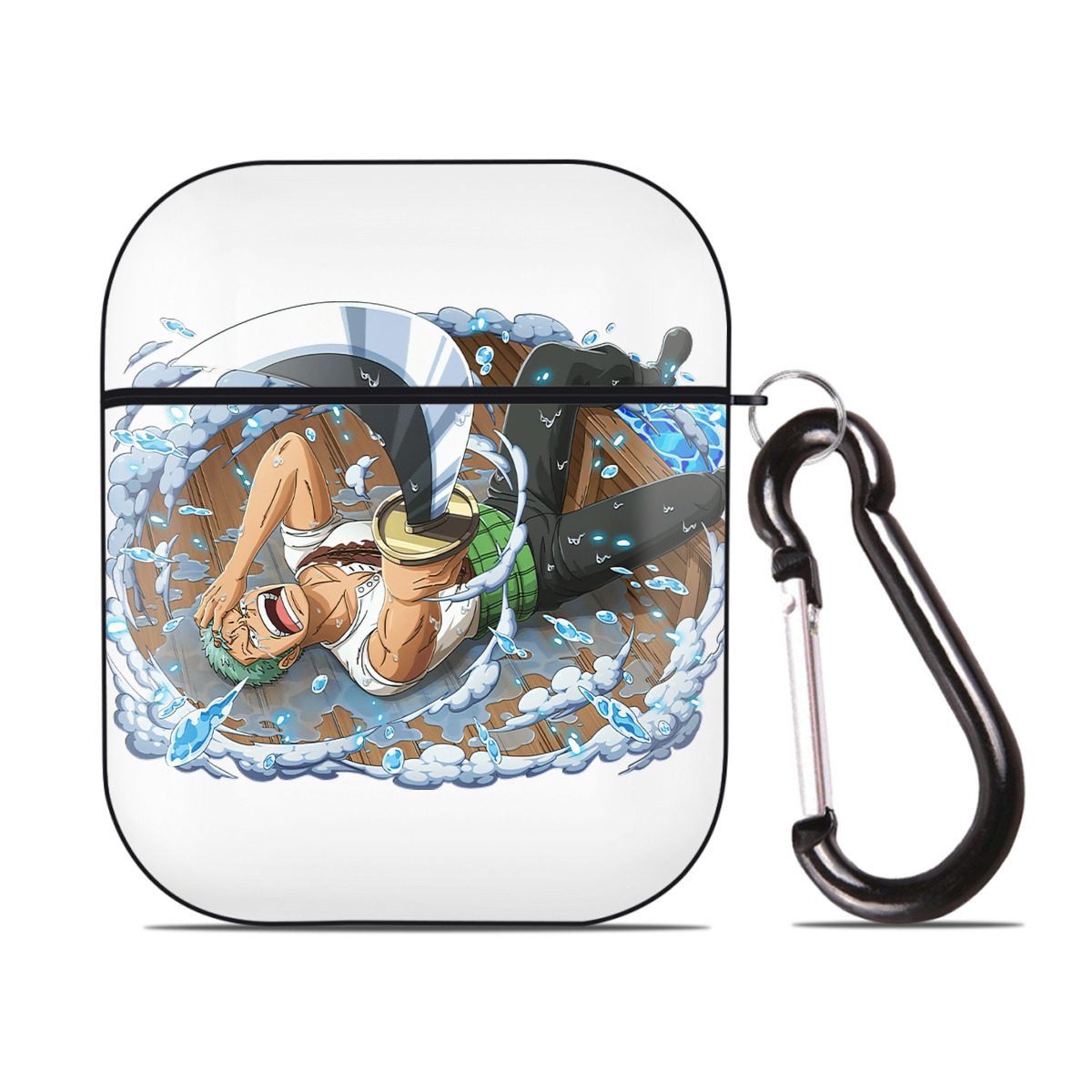 ワンピース ロロノア・ゾロ ONE PIECE Roronoa Zoro AirPods 第2世代保護ケース ハードシェル ブラック 耐衝撃・防指紋・カラビナ付き
