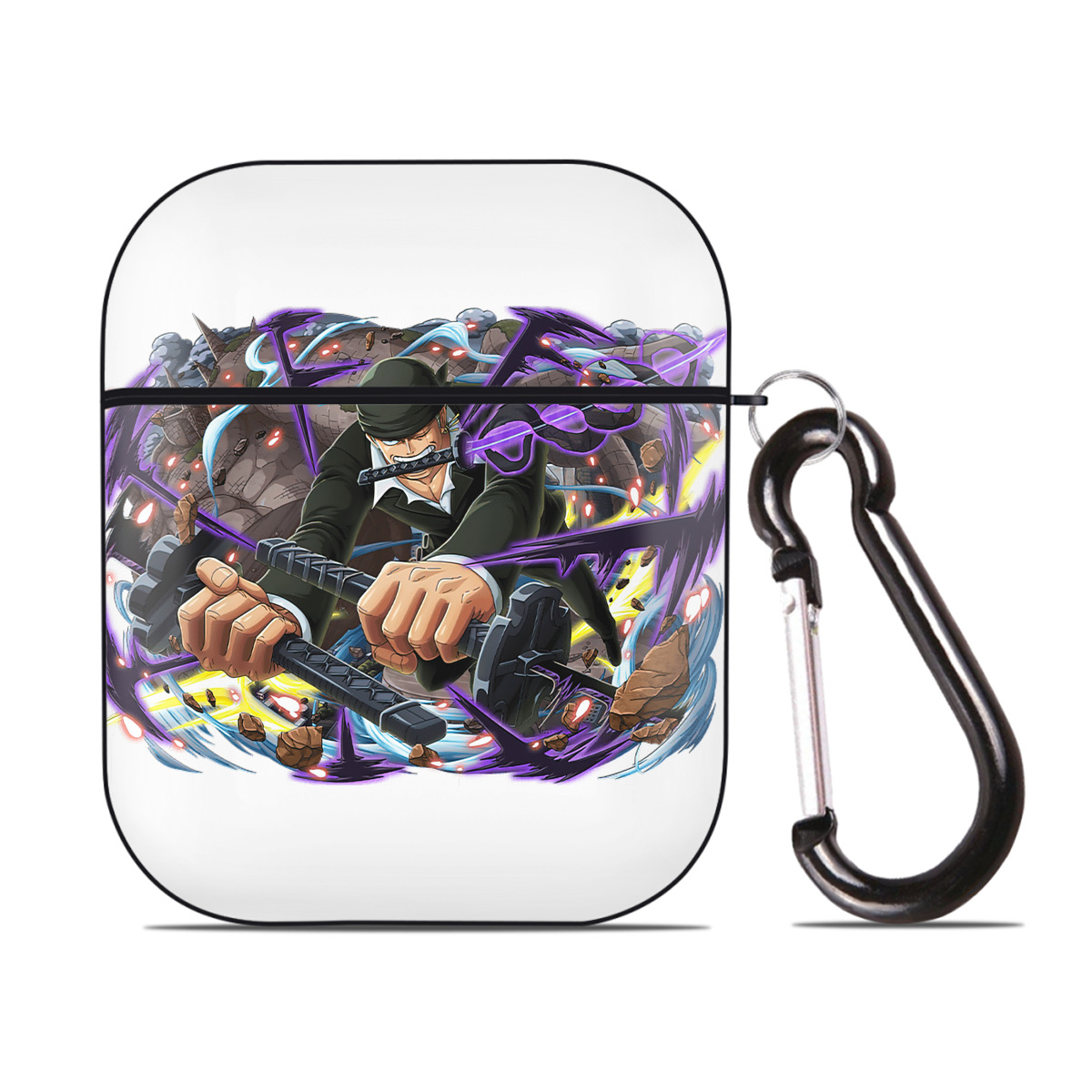 ワンピース ロロノア・ゾロ ONE PIECE Roronoa Zoro AirPods 第2世代保護ケース ハードシェル ブラック 耐衝撃・防指紋・カラビナ付き