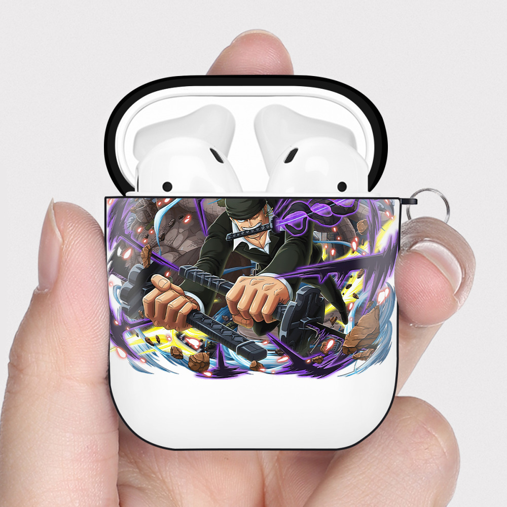 ワンピース ロロノア・ゾロ ONE PIECE Roronoa Zoro AirPods 第2世代保護ケース ハードシェル ブラック 耐衝撃・防指紋・カラビナ付き