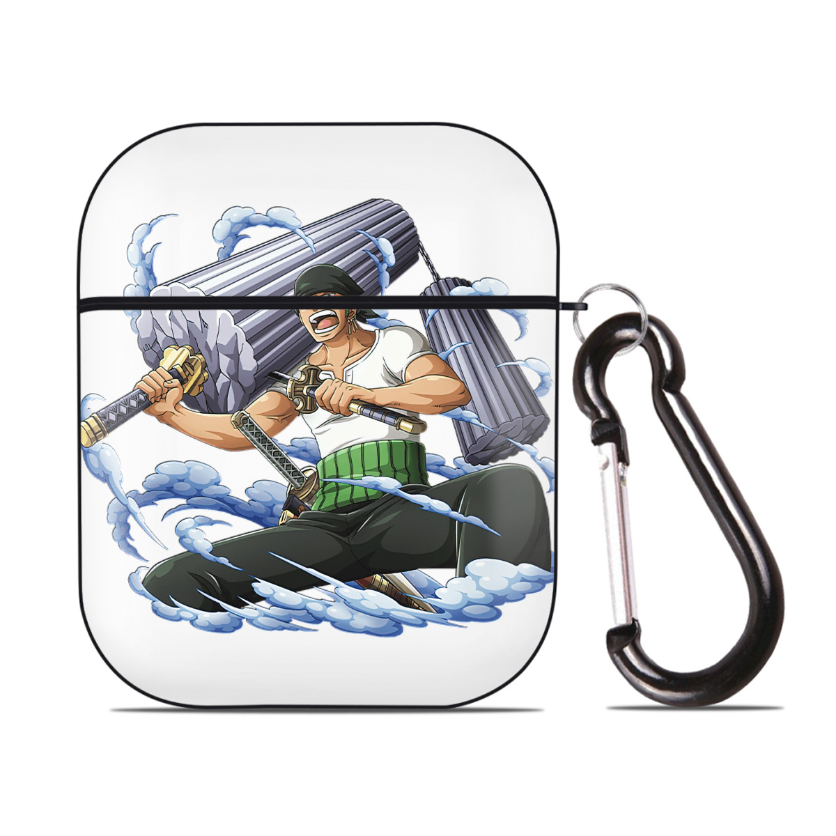 （画像用） ワンピース ロロノア・ゾロ ONE PIECE Roronoa Zoro AirPods 第2世代保護ケース ハードシェル ブラック 耐衝撃・防指紋・カラビナ付き
