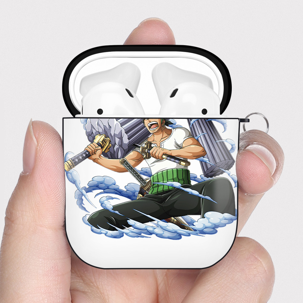 ワンピース ロロノア・ゾロ ONE PIECE Roronoa Zoro AirPods 第2世代保護ケース ハードシェル ブラック 耐衝撃・防指紋・カラビナ付き
