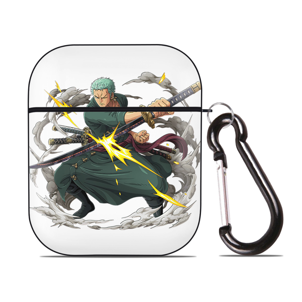 ワンピース ロロノア・ゾロ ONE PIECE Roronoa Zoro AirPods 第2世代保護ケース ハードシェル ブラック 耐衝撃・防指紋・カラビナ付き