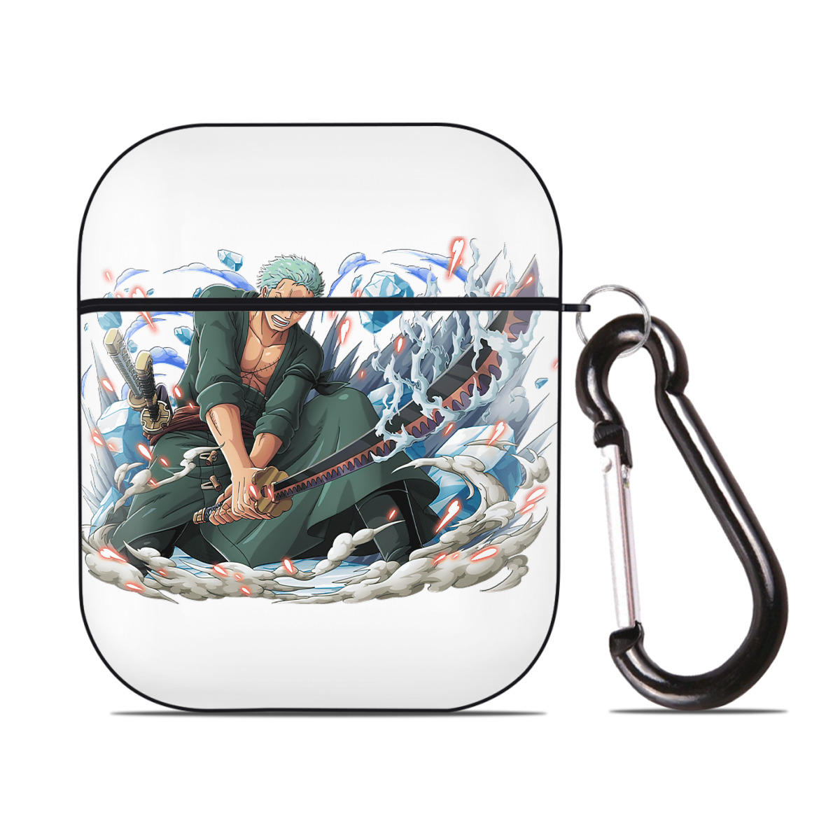 ワンピース ロロノア・ゾロ ONE PIECE Roronoa Zoro AirPods 第2世代保護ケース ハードシェル ブラック 耐衝撃・防指紋・カラビナ付き