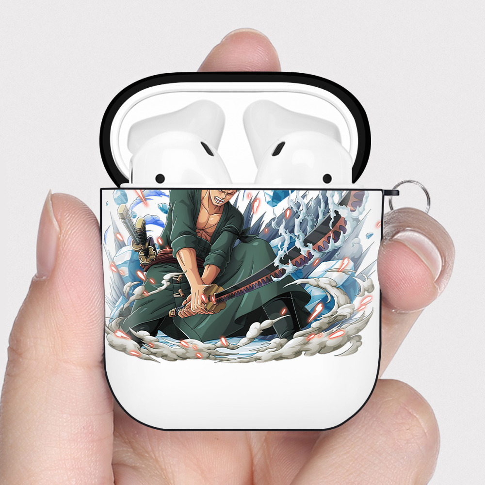 ワンピース ロロノア・ゾロ ONE PIECE Roronoa Zoro AirPods 第2世代保護ケース ハードシェル ブラック 耐衝撃・防指紋・カラビナ付き