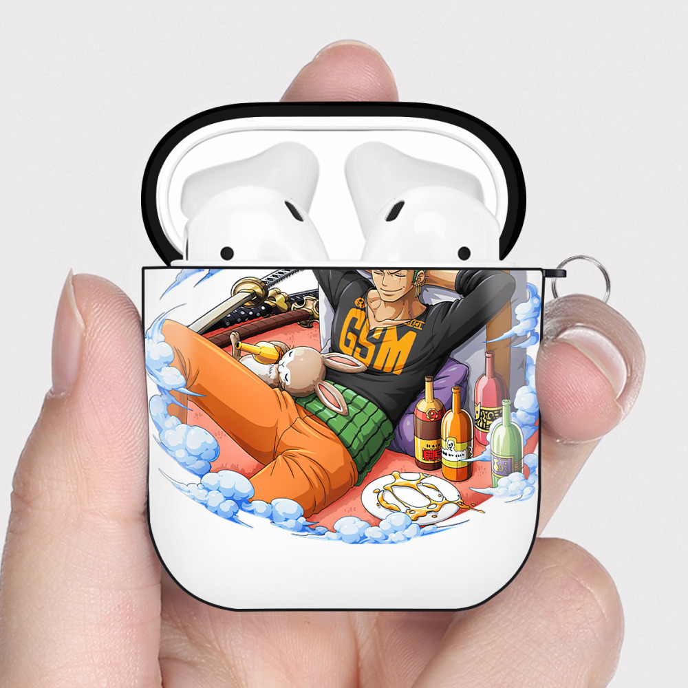 ワンピース ロロノア・ゾロ ONE PIECE Roronoa Zoro AirPods 第2世代保護ケース ハードシェル ブラック 耐衝撃・防指紋・カラビナ付き