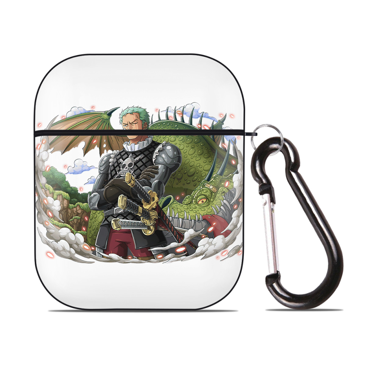 ワンピース ロロノア・ゾロ ONE PIECE Roronoa Zoro AirPods 第2世代保護ケース ハードシェル ブラック 耐衝撃・防指紋・カラビナ付き