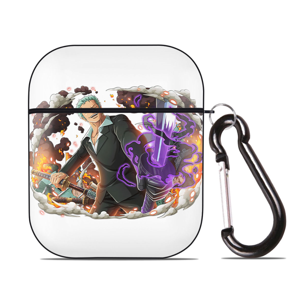 ワンピース ロロノア・ゾロ ONE PIECE Roronoa Zoro AirPods 第2世代保護ケース ハードシェル ブラック 耐衝撃・防指紋・カラビナ付き