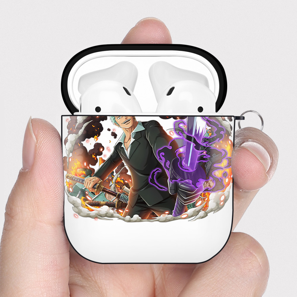 ワンピース ロロノア・ゾロ ONE PIECE Roronoa Zoro AirPods 第2世代保護ケース ハードシェル ブラック 耐衝撃・防指紋・カラビナ付き