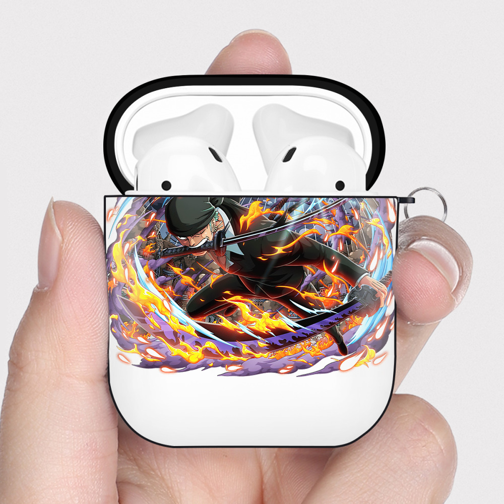 ワンピース ロロノア・ゾロ ONE PIECE Roronoa Zoro AirPods 第2世代保護ケース ハードシェル ブラック 耐衝撃・防指紋・カラビナ付き