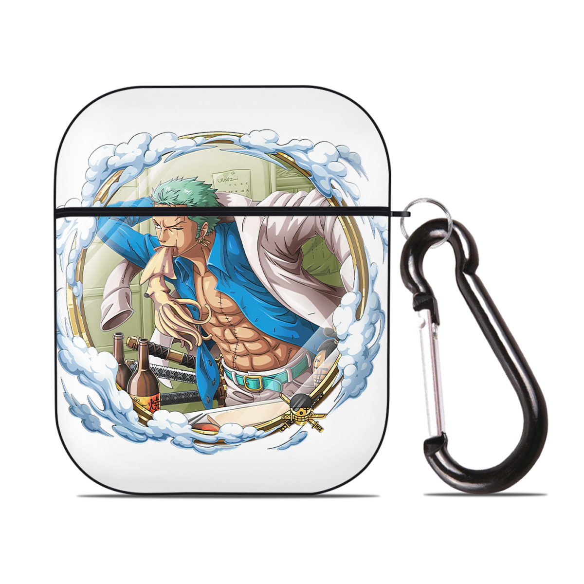 ワンピース ロロノア・ゾロ ONE PIECE Roronoa Zoro AirPods 第2世代保護ケース ハードシェル ブラック 耐衝撃・防指紋・カラビナ付き