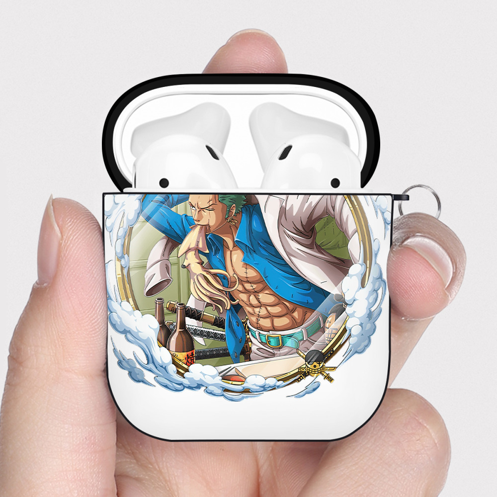 ワンピース ロロノア・ゾロ ONE PIECE Roronoa Zoro AirPods 第2世代保護ケース ハードシェル ブラック 耐衝撃・防指紋・カラビナ付き