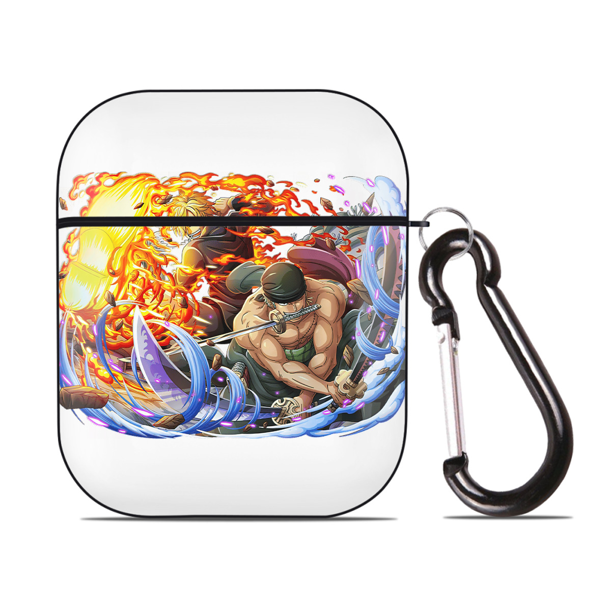ワンピース ロロノア・ゾロ ONE PIECE Roronoa Zoro AirPods 第2世代保護ケース ハードシェル ブラック 耐衝撃・防指紋・カラビナ付き