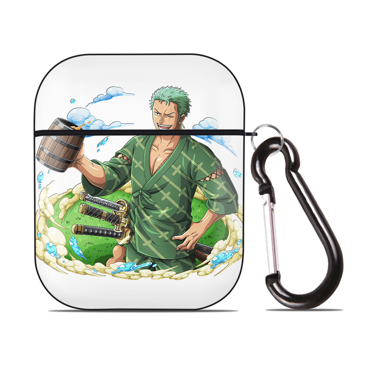 ワンピース ロロノア・ゾロ ONE PIECE Roronoa Zoro AirPods 第2世代保護ケース ハードシェル ブラック 耐衝撃・防指紋・カラビナ付き