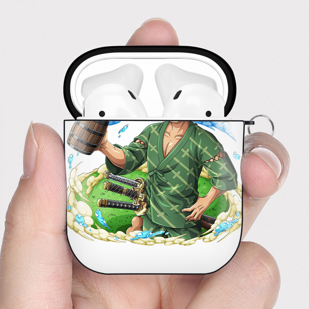 ワンピース ロロノア・ゾロ ONE PIECE Roronoa Zoro AirPods 第2世代保護ケース ハードシェル ブラック 耐衝撃・防指紋・カラビナ付き
