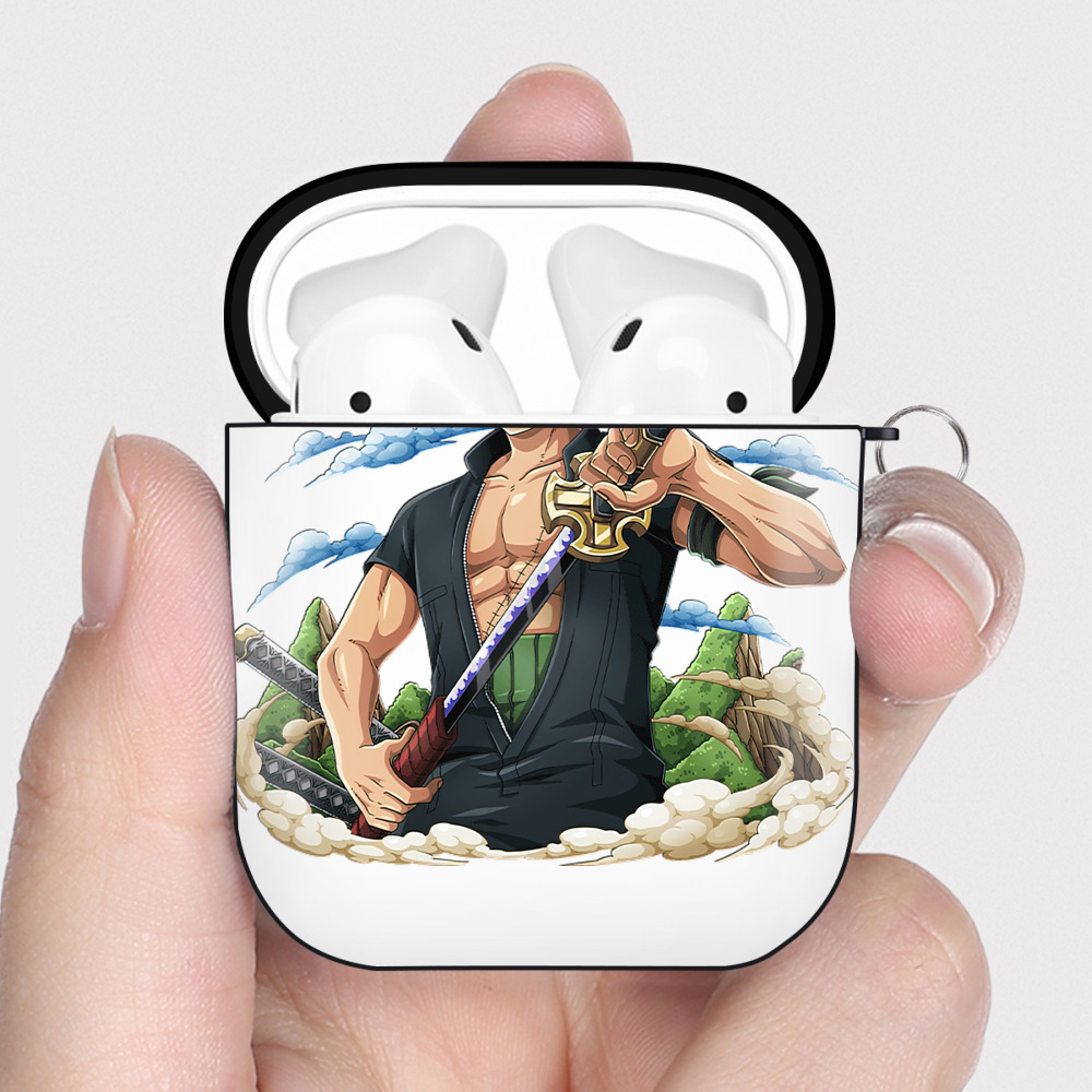 ワンピース ロロノア・ゾロ ONE PIECE Roronoa Zoro AirPods 第2世代保護ケース ハードシェル ブラック 耐衝撃・防指紋・カラビナ付き