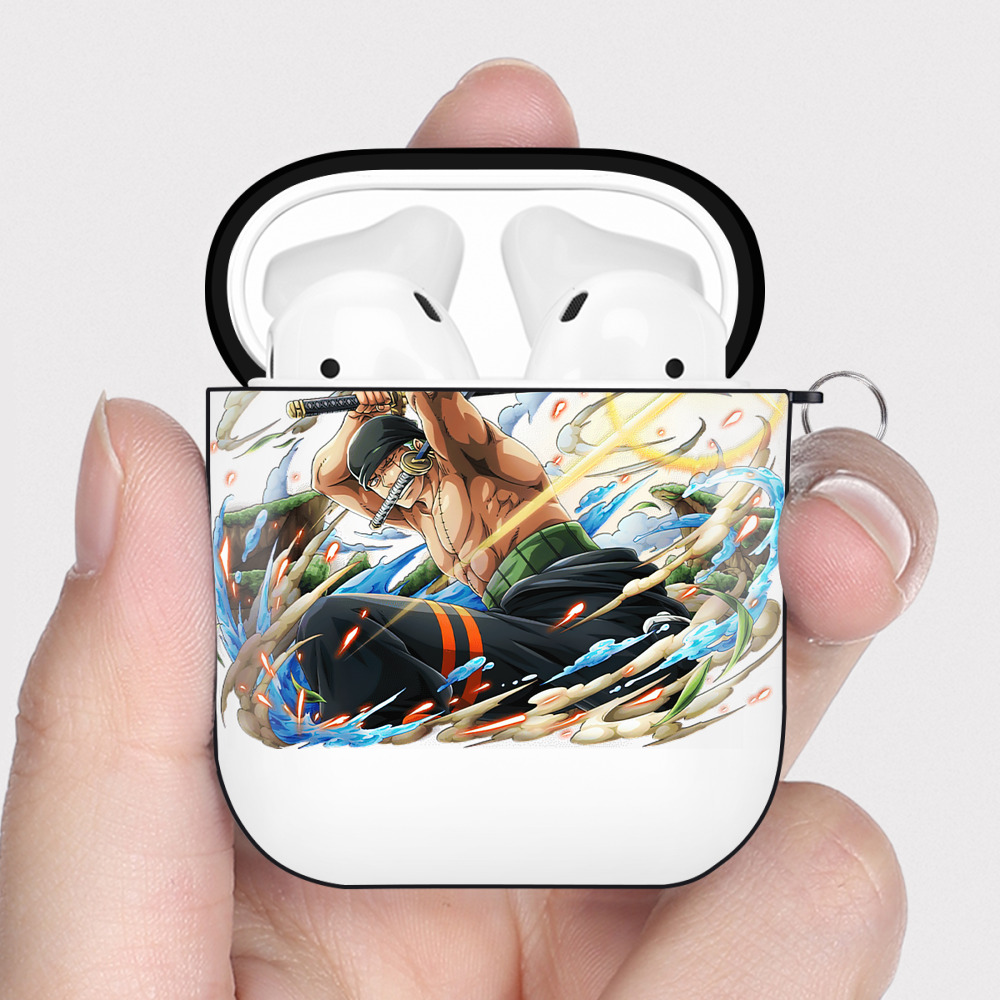 ワンピース ロロノア・ゾロ ONE PIECE Roronoa Zoro AirPods 第2世代保護ケース ハードシェル ブラック 耐衝撃・防指紋・カラビナ付き
