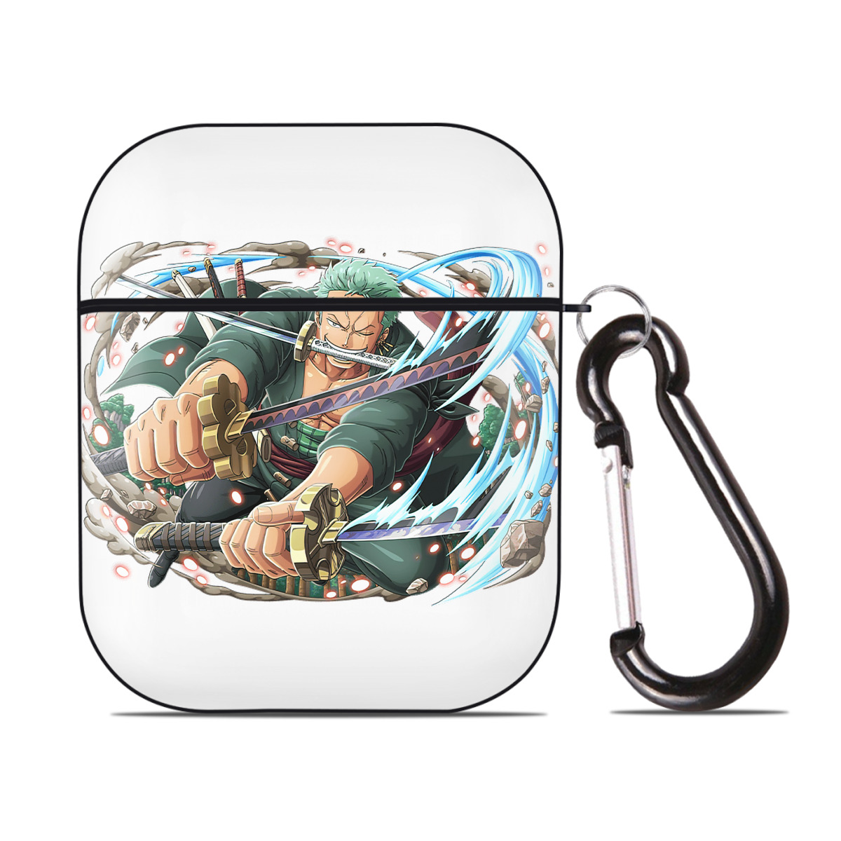 ワンピース ロロノア・ゾロ ONE PIECE Roronoa Zoro AirPods 第2世代保護ケース ハードシェル ブラック 耐衝撃・防指紋・カラビナ付き