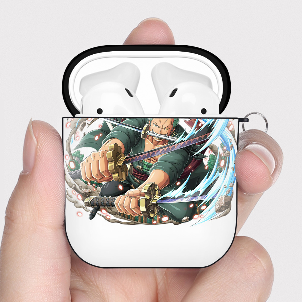 ワンピース ロロノア・ゾロ ONE PIECE Roronoa Zoro AirPods 第2世代保護ケース ハードシェル ブラック 耐衝撃・防指紋・カラビナ付き