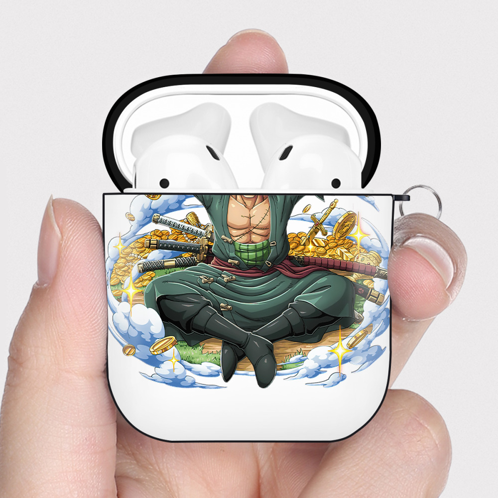 ワンピース ロロノア・ゾロ ONE PIECE Roronoa Zoro AirPods 第2世代保護ケース ハードシェル ブラック 耐衝撃・防指紋・カラビナ付き