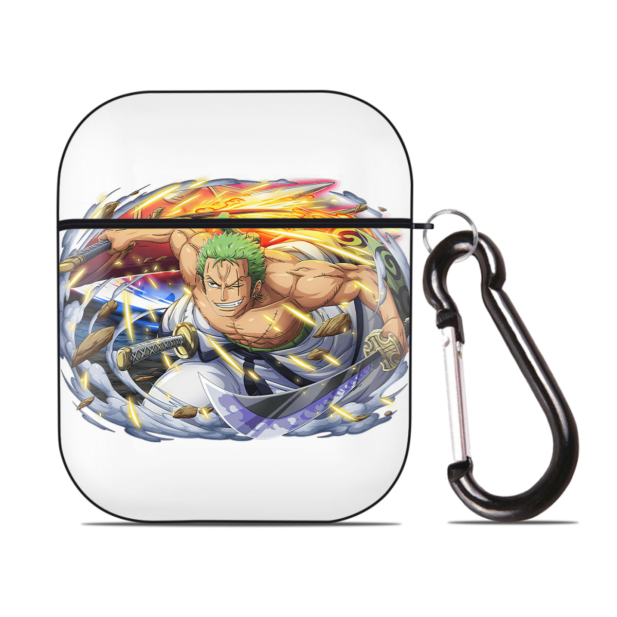 ワンピース ロロノア・ゾロ ONE PIECE Roronoa Zoro AirPods 第2世代保護ケース ハードシェル ブラック 耐衝撃・防指紋・カラビナ付き