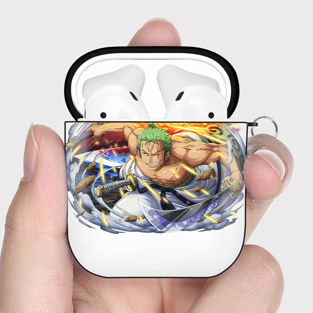 ワンピース ロロノア・ゾロ ONE PIECE Roronoa Zoro AirPods 第2世代保護ケース ハードシェル ブラック 耐衝撃・防指紋・カラビナ付き