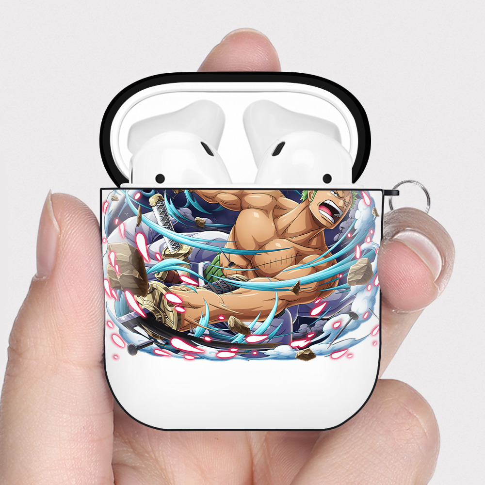 ワンピース ロロノア・ゾロ ONE PIECE Roronoa Zoro AirPods 第2世代保護ケース ハードシェル ブラック 耐衝撃・防指紋・カラビナ付き