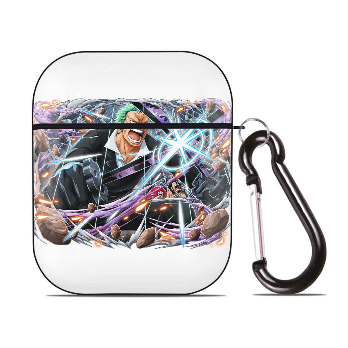 ワンピース ロロノア・ゾロ ONE PIECE Roronoa Zoro AirPods 第2世代保護ケース ハードシェル ブラック 耐衝撃・防指紋・カラビナ付き