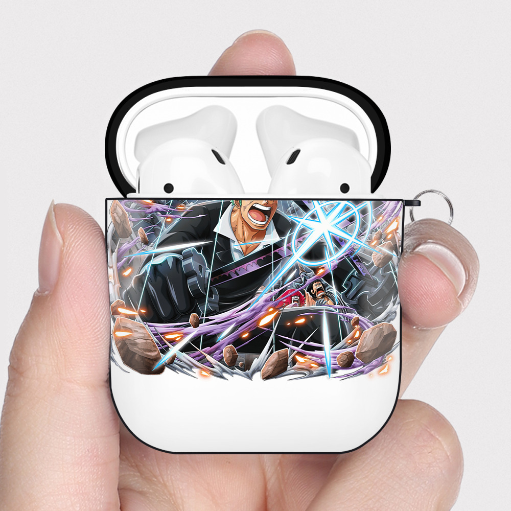 ワンピース ロロノア・ゾロ ONE PIECE Roronoa Zoro AirPods 第2世代保護ケース ハードシェル ブラック 耐衝撃・防指紋・カラビナ付き