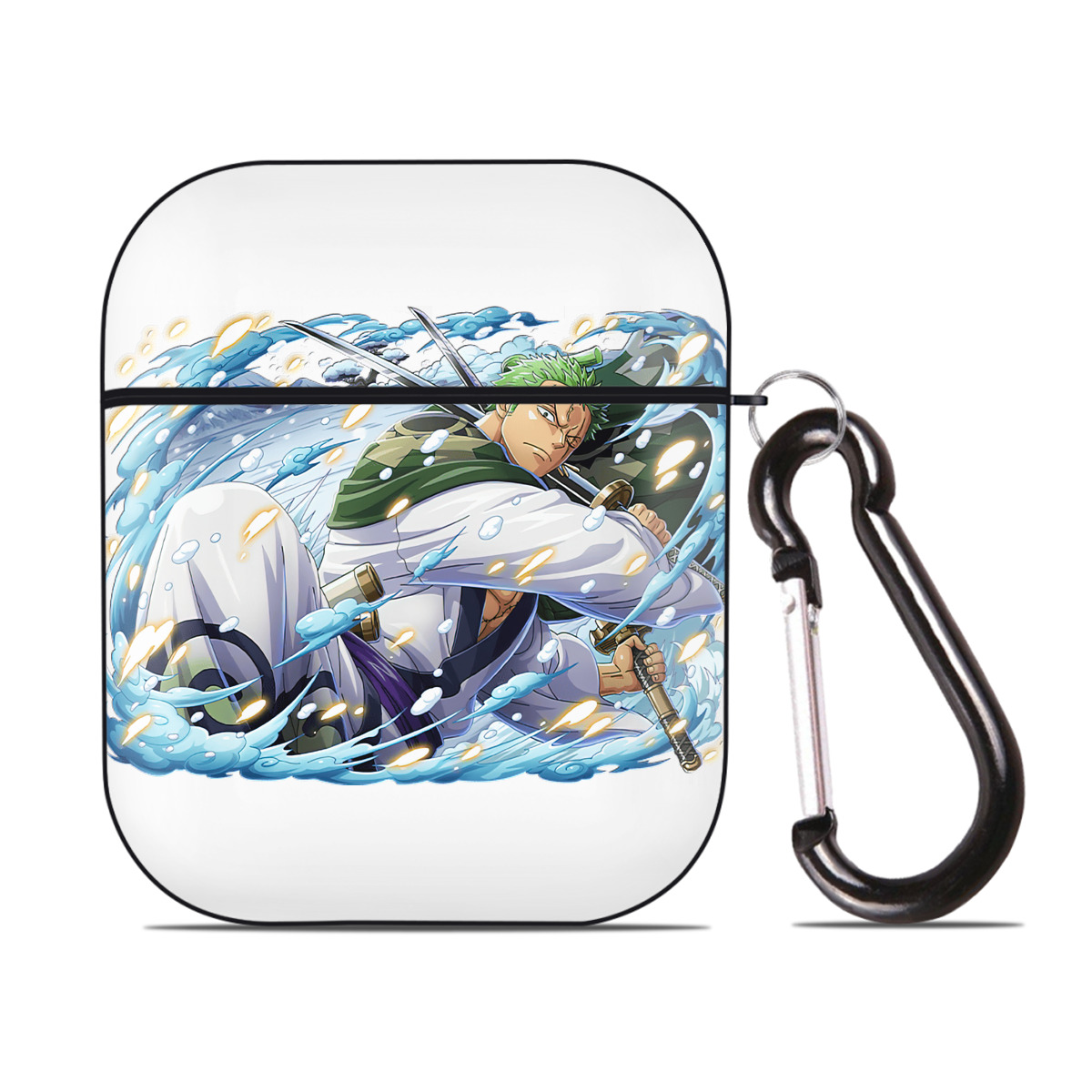 ワンピース ロロノア・ゾロ ONE PIECE Roronoa Zoro AirPods 第2世代保護ケース ハードシェル ブラック 耐衝撃・防指紋・カラビナ付き