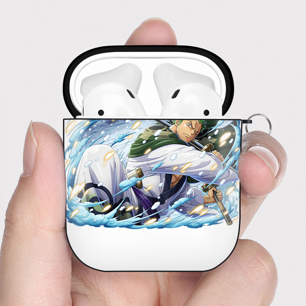 ワンピース ロロノア・ゾロ ONE PIECE Roronoa Zoro AirPods 第2世代保護ケース ハードシェル ブラック 耐衝撃・防指紋・カラビナ付き