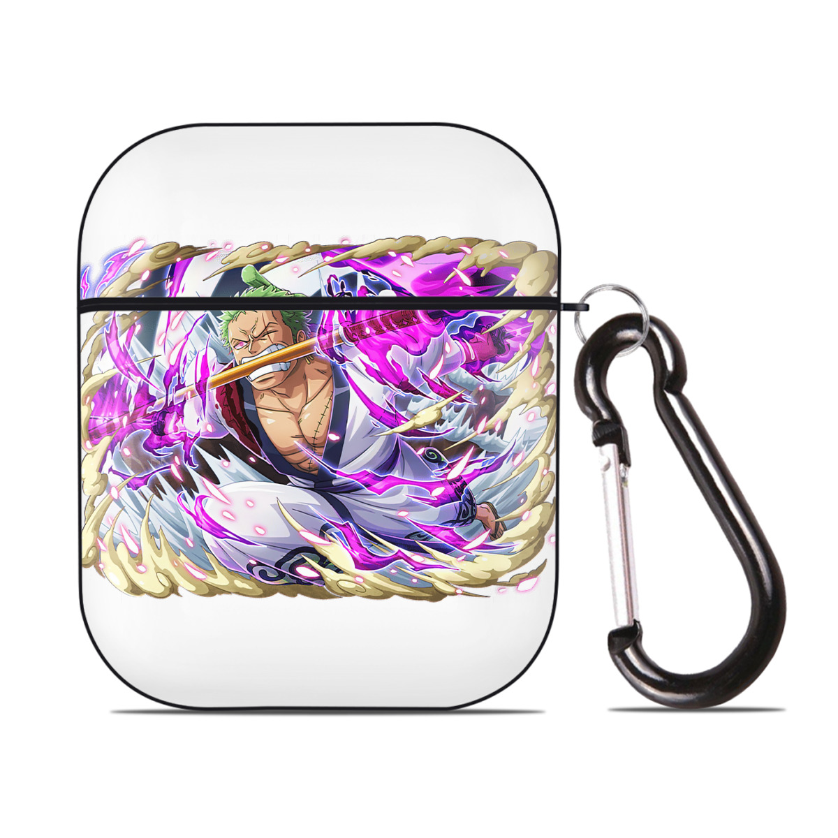 ワンピース ロロノア・ゾロ ONE PIECE Roronoa Zoro AirPods 第2世代保護ケース ハードシェル ブラック 耐衝撃・防指紋・カラビナ付き
