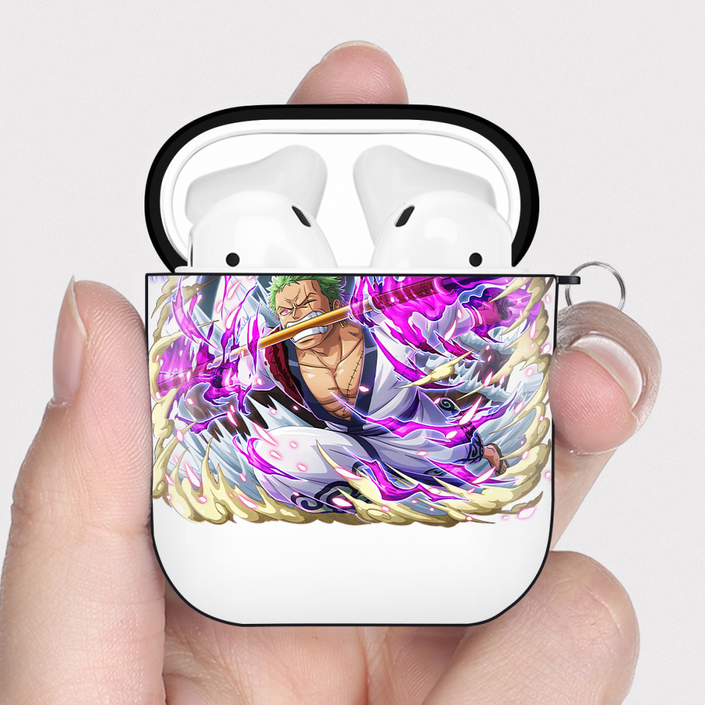 ワンピース ロロノア・ゾロ ONE PIECE Roronoa Zoro AirPods 第2世代保護ケース ハードシェル ブラック 耐衝撃・防指紋・カラビナ付き