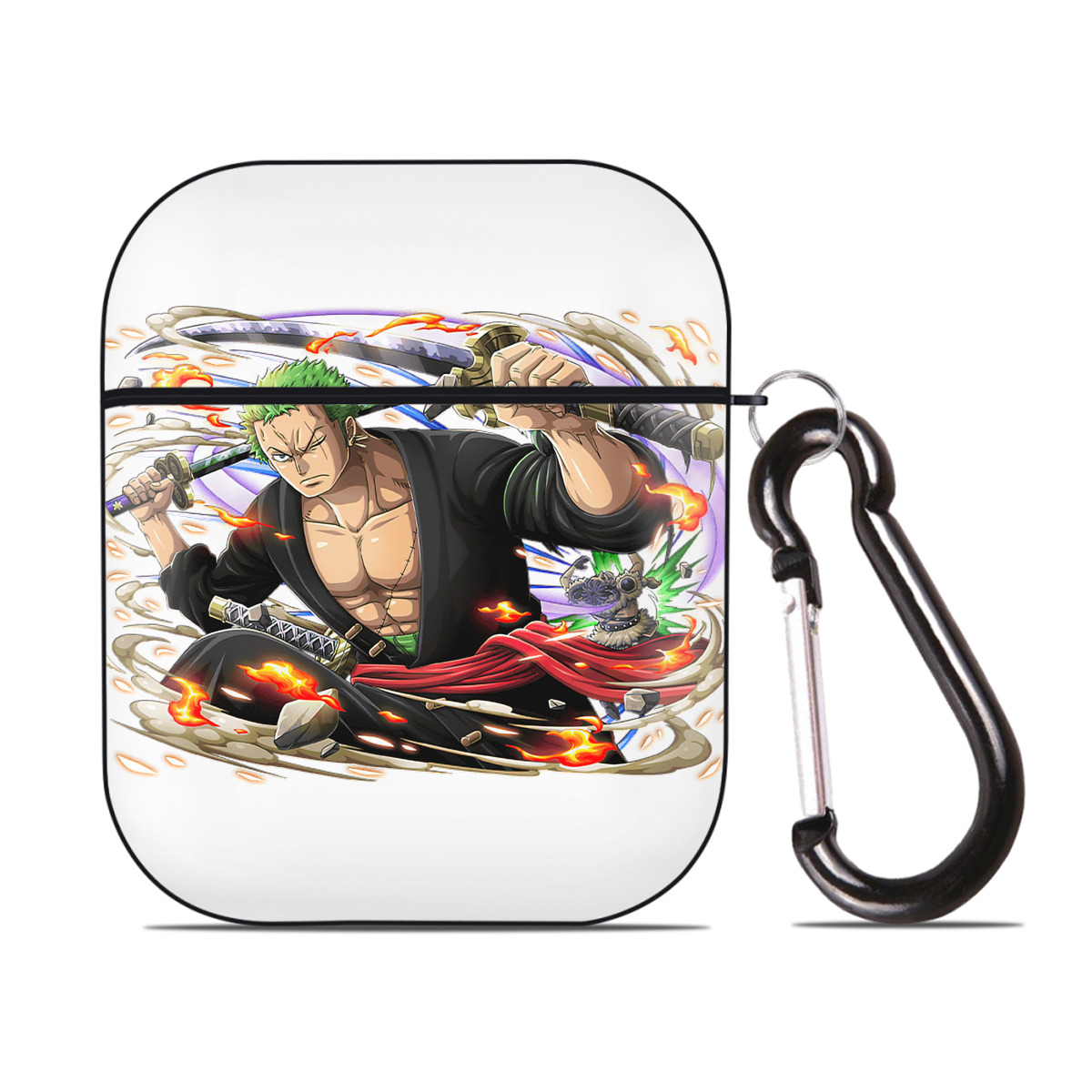 ワンピース ロロノア・ゾロ ONE PIECE Roronoa Zoro AirPods 第2世代保護ケース ハードシェル ブラック 耐衝撃・防指紋・カラビナ付き