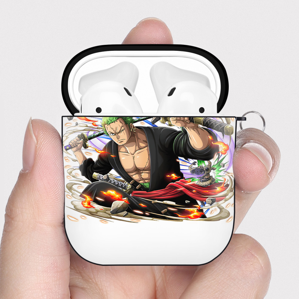 ワンピース ロロノア・ゾロ ONE PIECE Roronoa Zoro AirPods 第2世代保護ケース ハードシェル ブラック 耐衝撃・防指紋・カラビナ付き