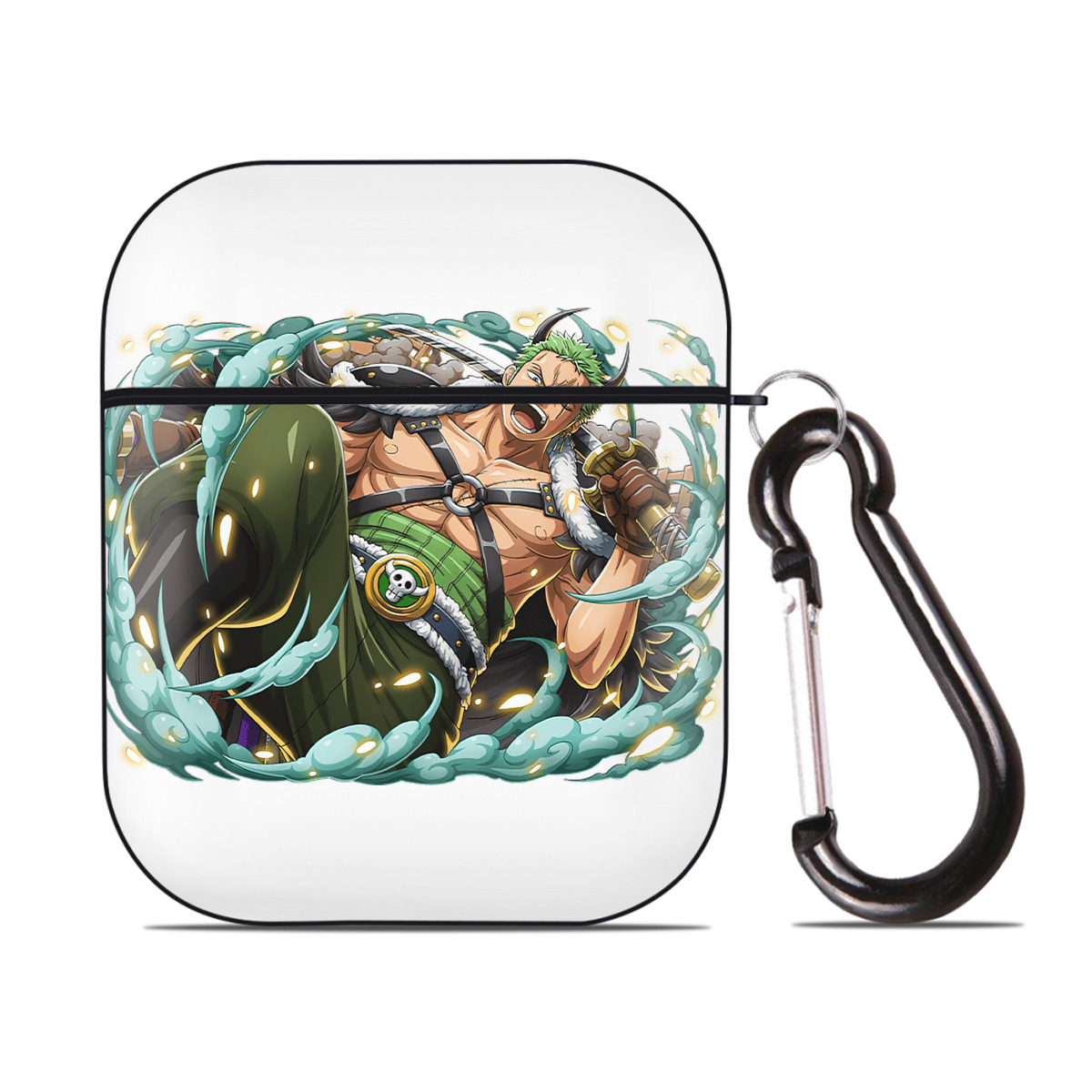 ワンピース ロロノア・ゾロ ONE PIECE Roronoa Zoro AirPods 第2世代保護ケース ハードシェル ブラック 耐衝撃・防指紋・カラビナ付き