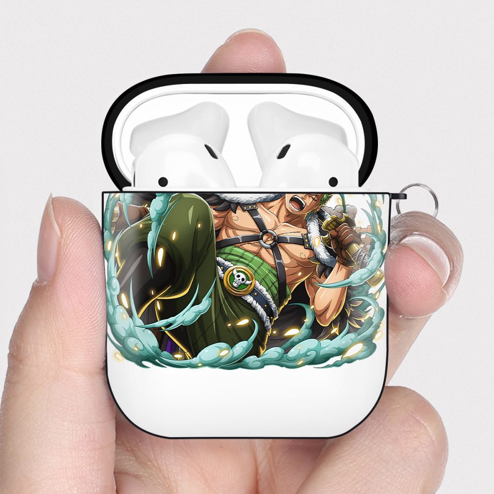ワンピース ロロノア・ゾロ ONE PIECE Roronoa Zoro AirPods 第2世代保護ケース ハードシェル ブラック 耐衝撃・防指紋・カラビナ付き